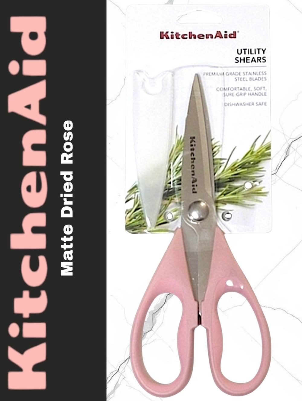 KitchenAid Matte Dried Rose Utility Shears with Pink Handles